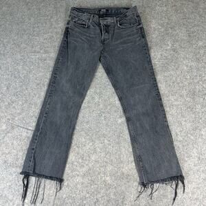 GRLFRND Tatum Jeans Womens 27 Black Dark Wash Denim Button Fly Raw Hem